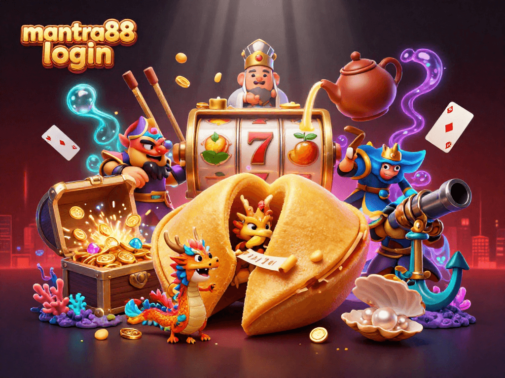 Engage with mantra88 login for a chance to win big in slots, featuring a vibrant 3D casino scene.