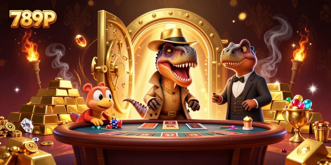 Experience thrill with 789P at a blackjack table featuring exciting cartoon dinosaurs.