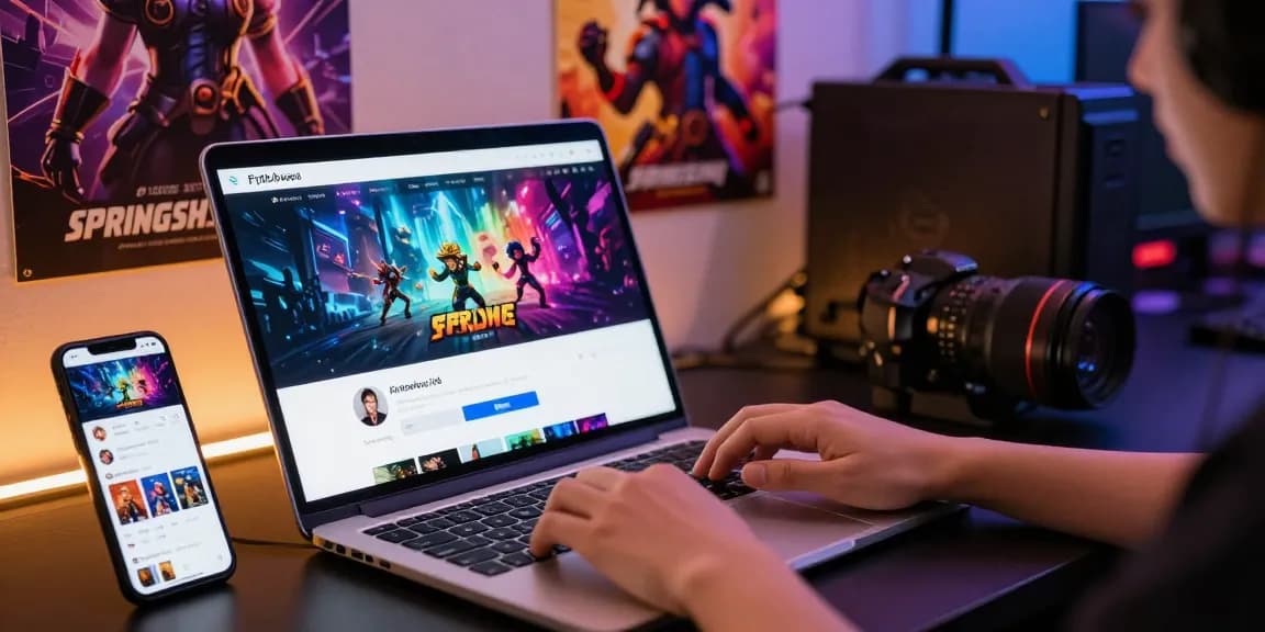 Vibrant online gaming setup showcasing a user-friendly interface for springshall.org with engaging graphics.