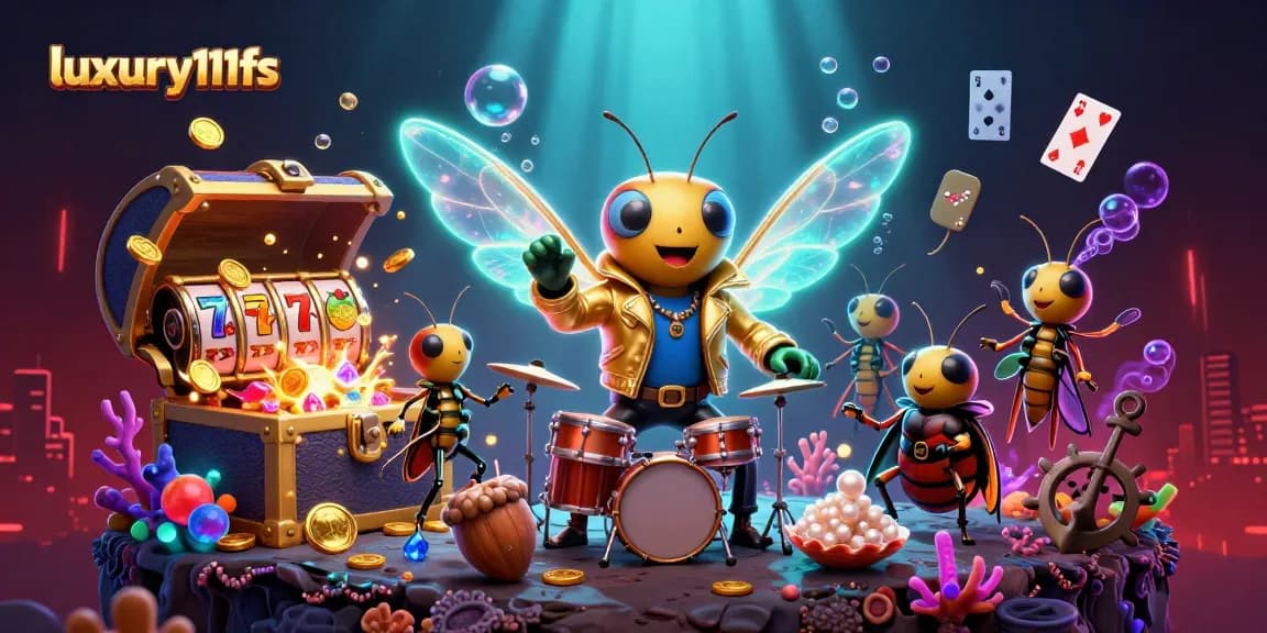 Experience the excitement of winning at luxury111fs with vibrant 3D casino characters and treasures.