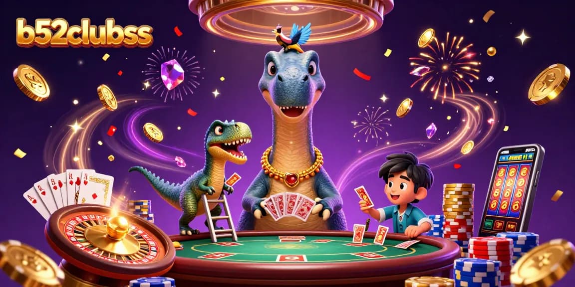 Win big at b52clubss with a lively 3D casino scene featuring a giant brontosaurus!