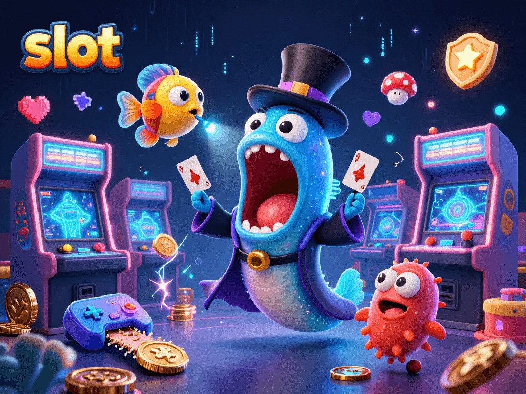 Engage with the captivating slot-themed scene featuring magical characters and vibrant gaming elements.