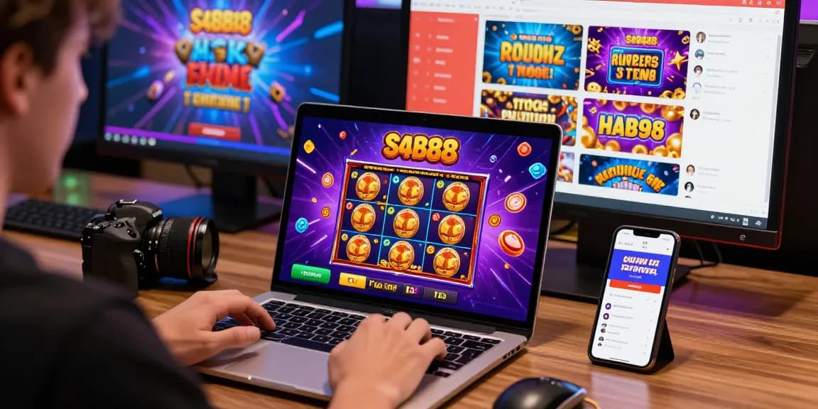 Pengguna bermain slot88 di laptop dengan suasana ceria dan dukungan pelanggan responsif.