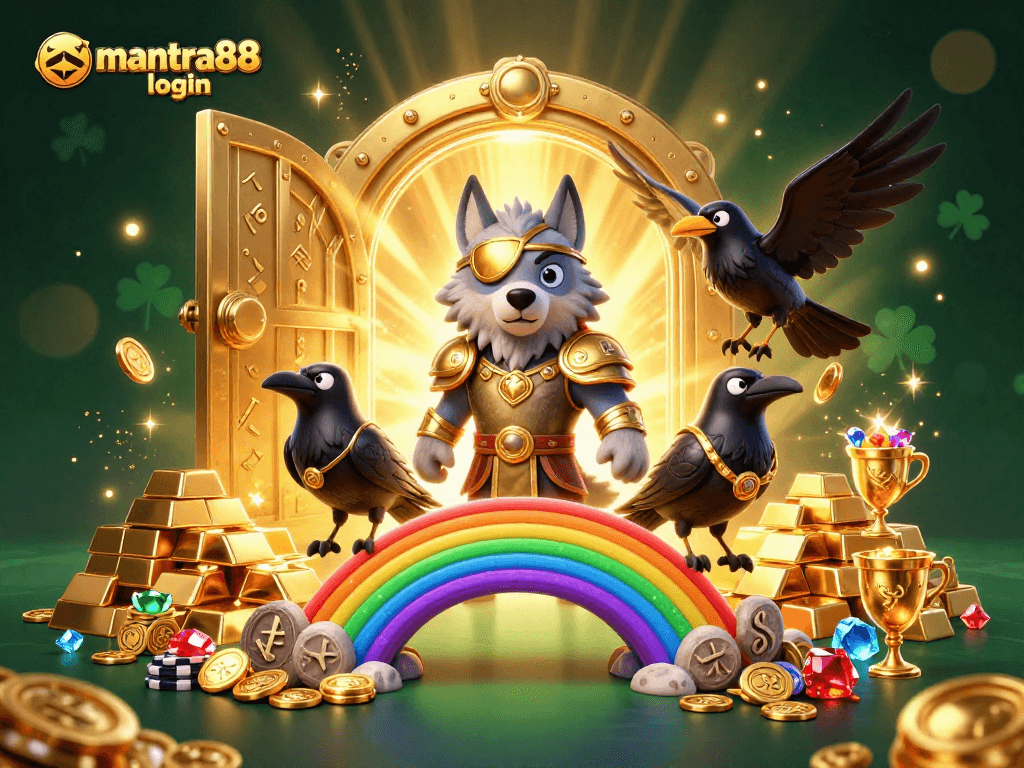 Experience the thrill of winning at mantra88 login with an energetic 3D casino scene brimming with treasures.