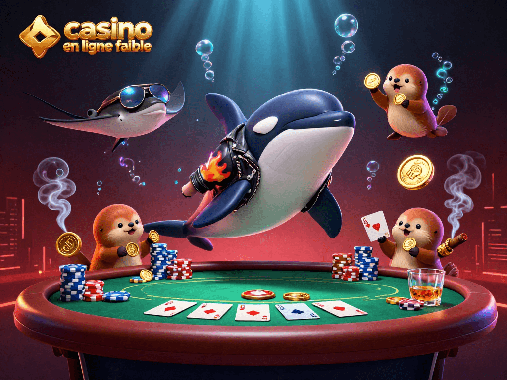 Gagnez avec un casino en ligne fiable tout en jouant à la table de poker dans une illustration dynamique
