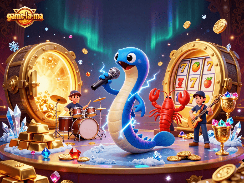 Experience the vibrant underwater casino stage with game-la-ma's electric eel DJ and dynamic slot elements.