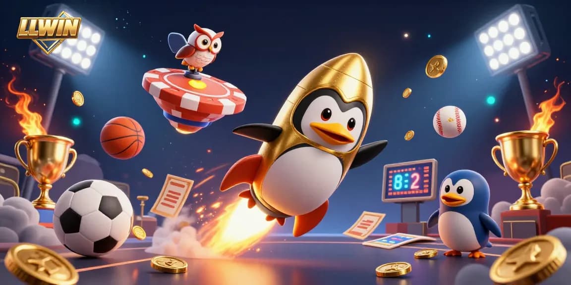Experience thrilling adventures at LLWIN with a golden penguin and dynamic games atmosphere.