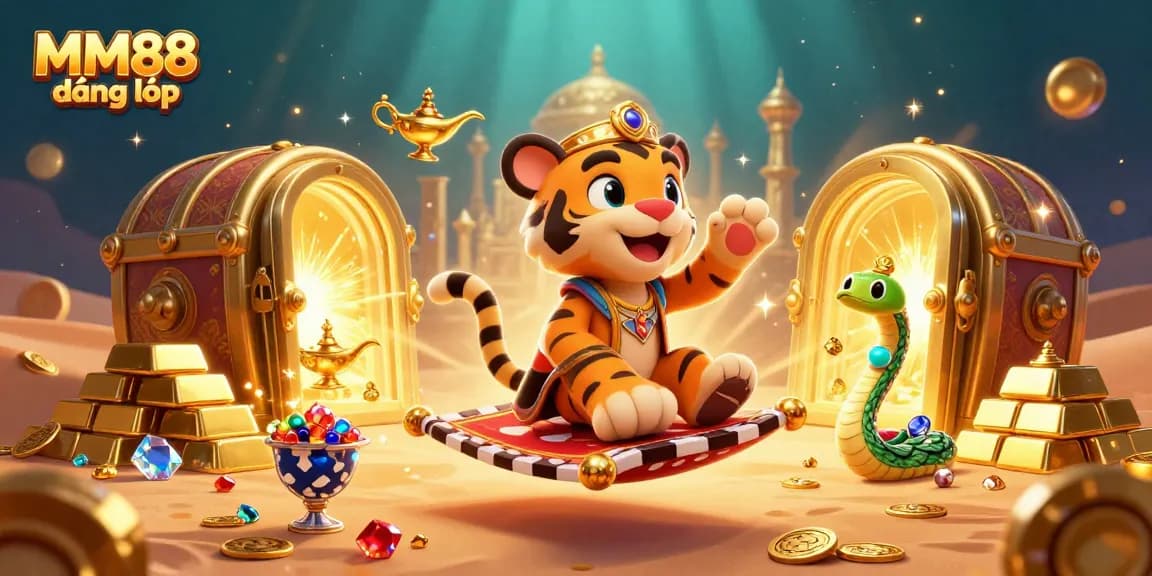 Experience thrilling MM88 đăng nhập with rich golden treasures in a vibrant casino scene.