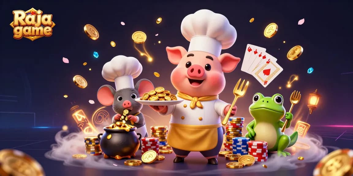 Win exciting rewards with Raja game in a thrilling casino-inspired illustration featuring animated characters.