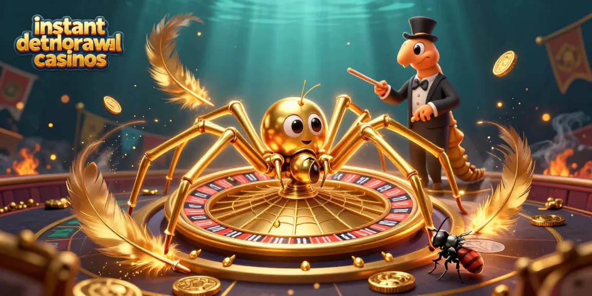 Engage with instant withdrawal casinos featuring a 3D spider and a croupier creating dynamic betting action.