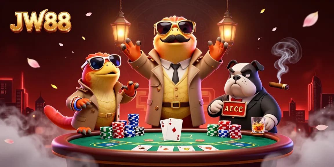 Experience JW88's exciting casino atmosphere with raptors in disguise attempting entry into a VIP lounge.