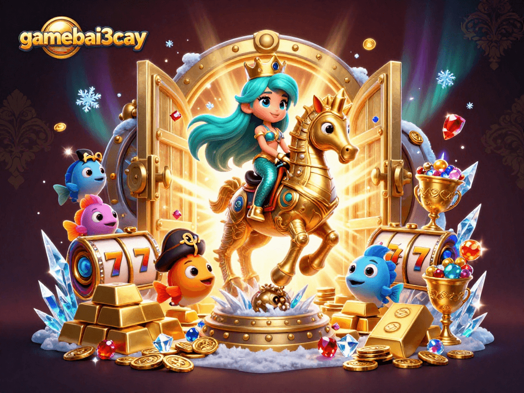 gamebai3cay showcases a vibrant and dynamic scene featuring a mermaid and treasure amidst slot elements