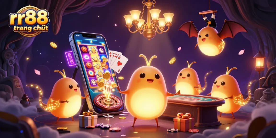 Experience rr88 trang chủ with glowing glowworms and exciting casino games illuminated in a dynamic scene.