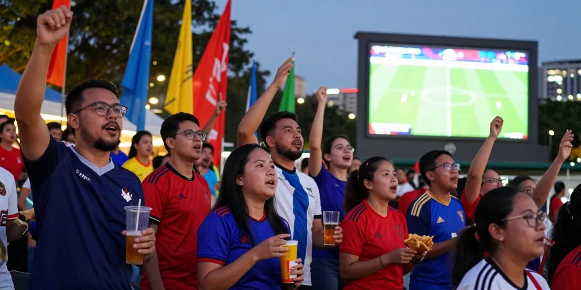 Penggemar menyaksikan Piala Dunia Tata4D di layar besar, membawa semangat dan kebanggaan tim.