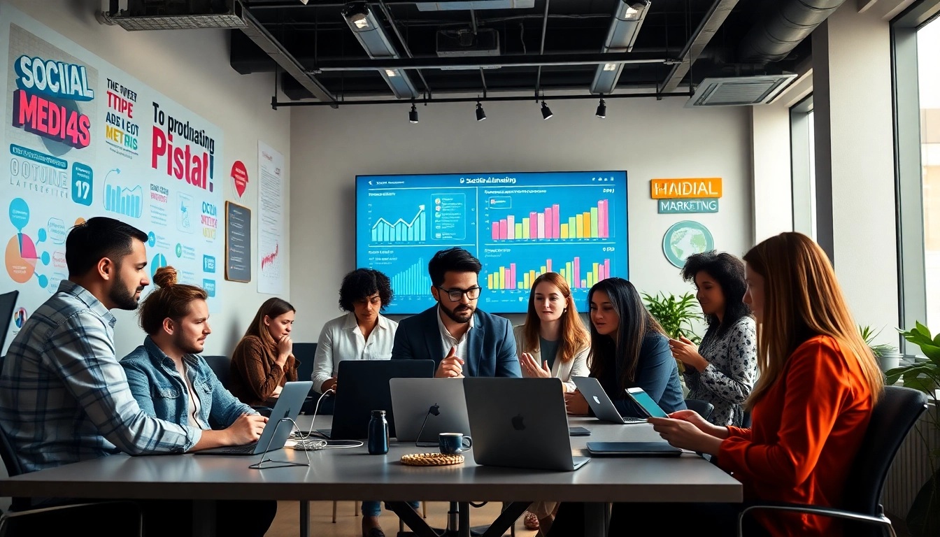 Innovative social media agency collaboration highlighting data-driven strategies and diverse teamwork.