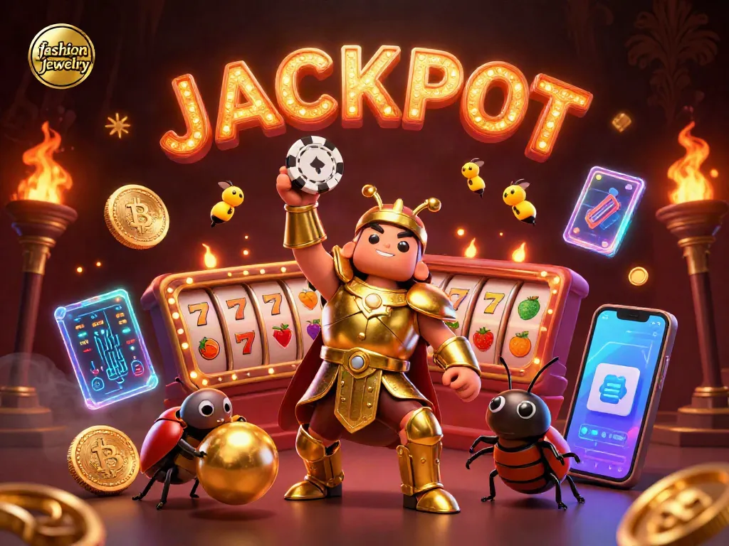 Experience fashion jewelry glamour as the hercules beetle wins big with casino elements.