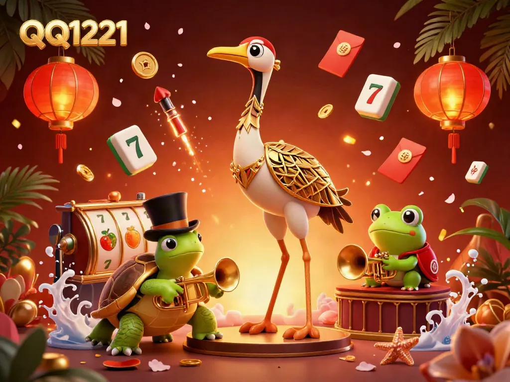 Spin the reels on QQ1221 with dynamic scenes featuring a turtle and frog in a speakeasy atmosphere.