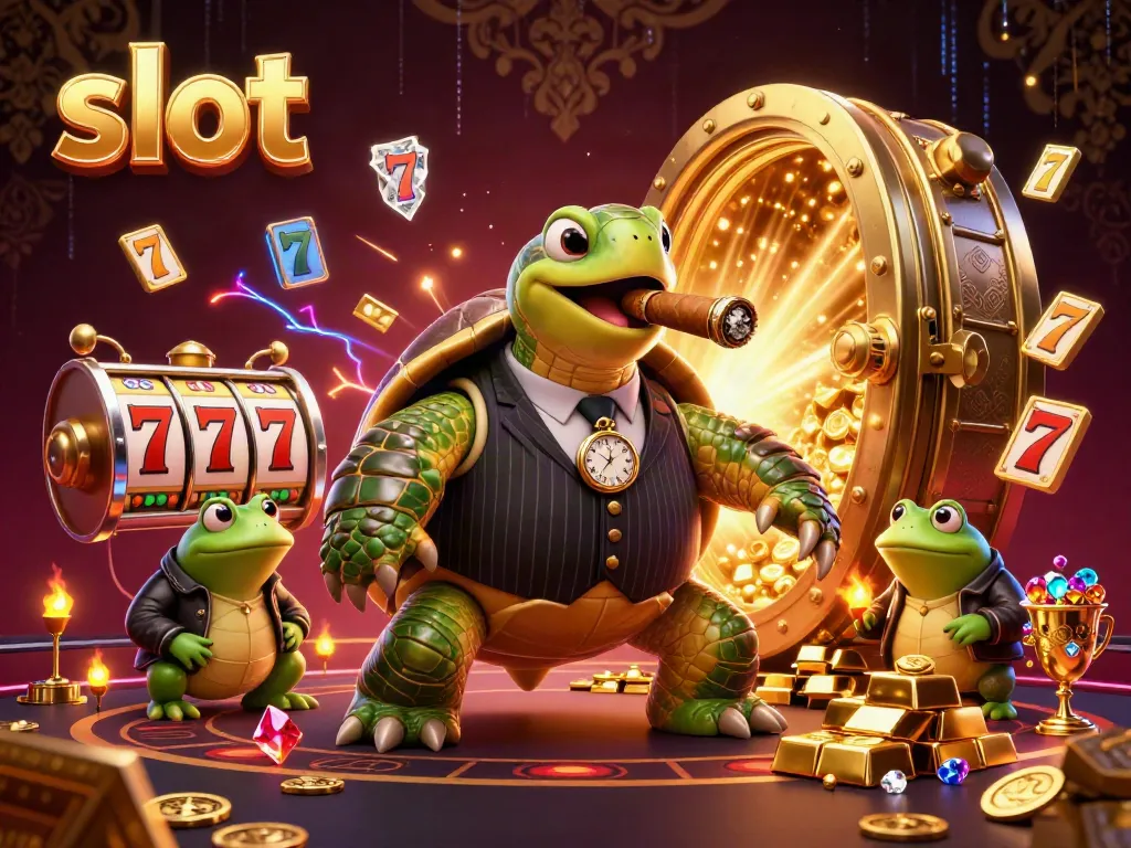 Experience thrilling slot action in a vibrant casino scene featuring colorful characters and rich treasures.