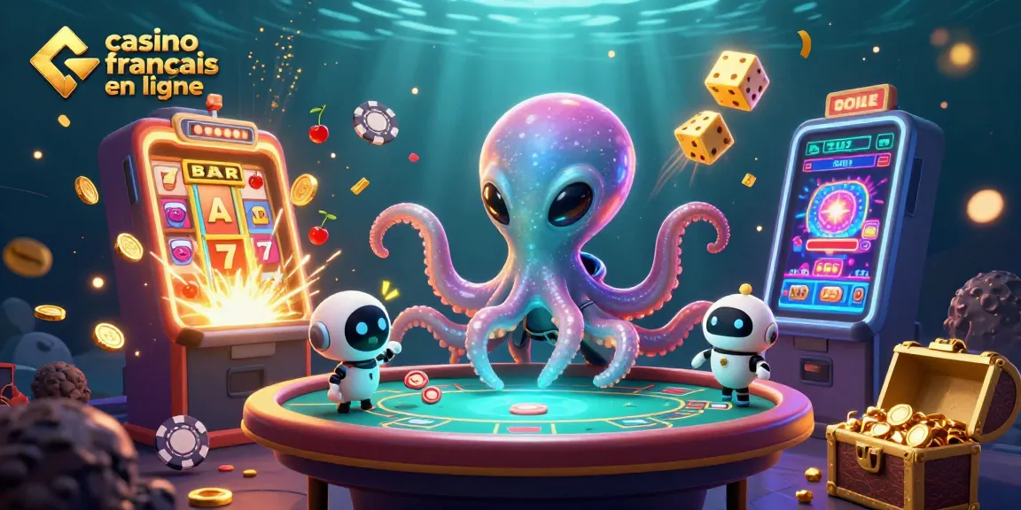 Venez découvrir le casino français en ligne avec un octopus intergalactique jouant au poker.