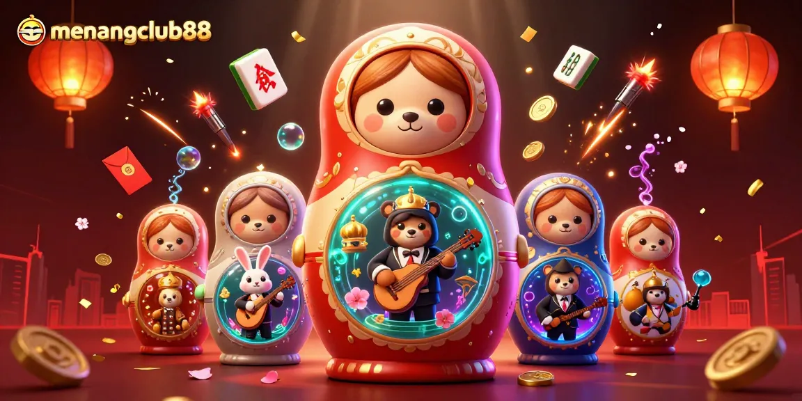 Experience thrilling gameplay with menangclub88 as cartoon bears and a serenading rabbit showcase vibrant casino elements.