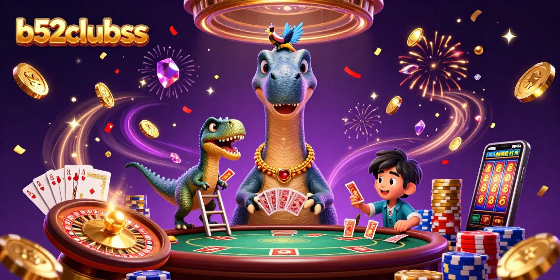 Win big at b52clubss with a lively 3D casino scene featuring a giant brontosaurus!