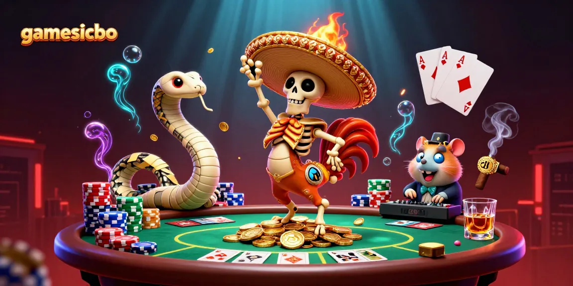Experience the excitement of gamesicbo with a vibrant 3D scene filled with lively characters and casino elements.