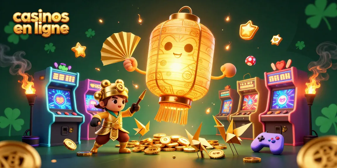 Plongez dans l'univers des casinos en ligne avec des lanternes dorées et des symboles chanceux.