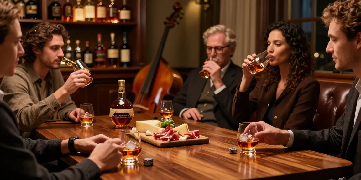 Enjoying Blanton's Single Barrel Bourbon in an elegant home bar with friends.
