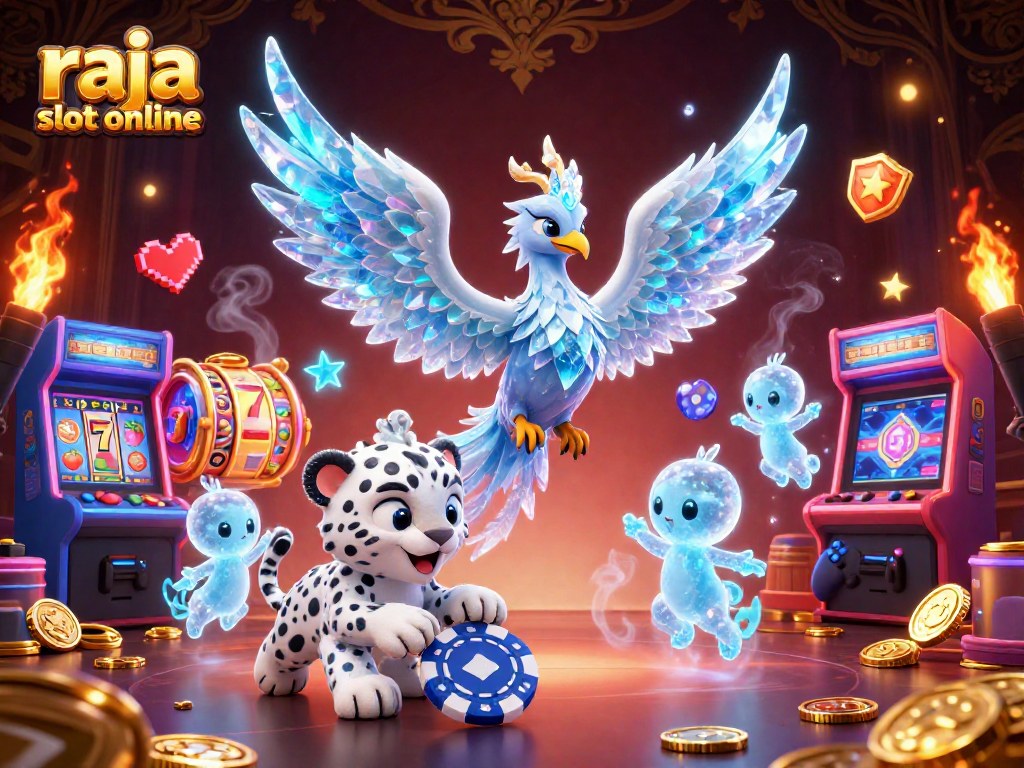 Experience the excitement at raja slot online with dynamic slot reels and vibrant gaming characters.