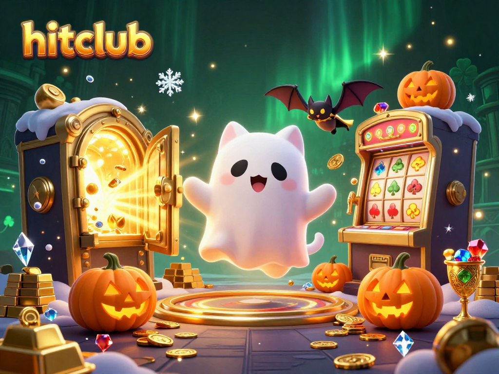 Experience thrilling jackpots with hitclub’s animated ghost cat and glowing fortune in a haunted casino.