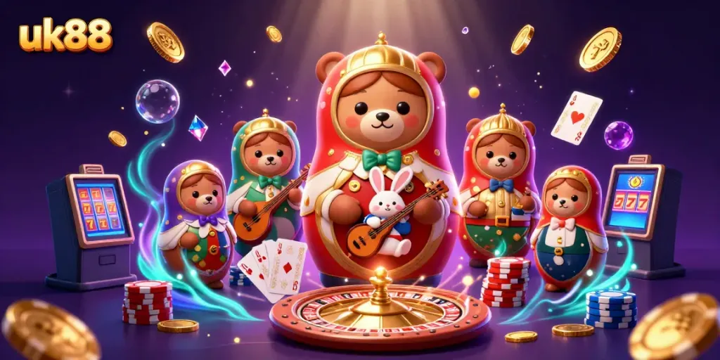 Engage with the fun uk88 casino experience featuring colorful characters and thrilling gaming elements.