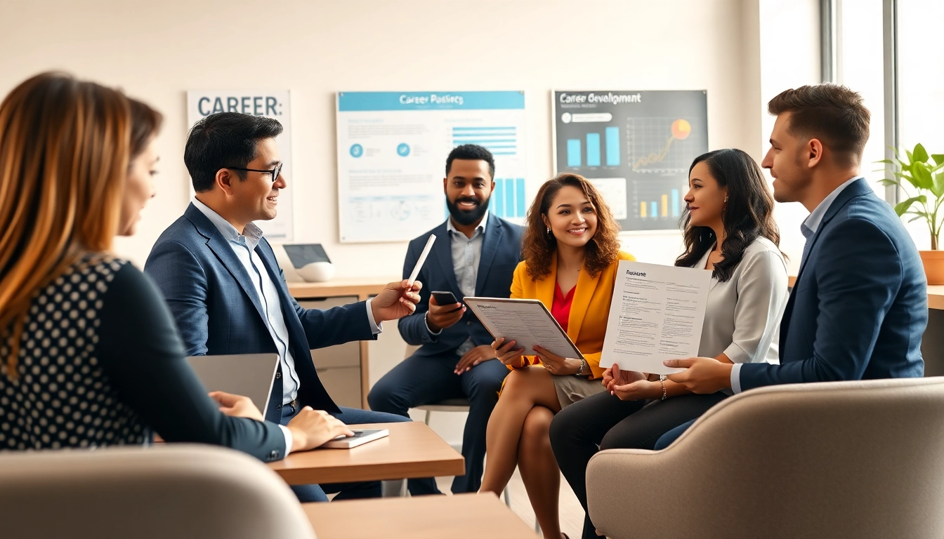 Engage in Career Coaching with a professional in a modern office, inspiring career growth.