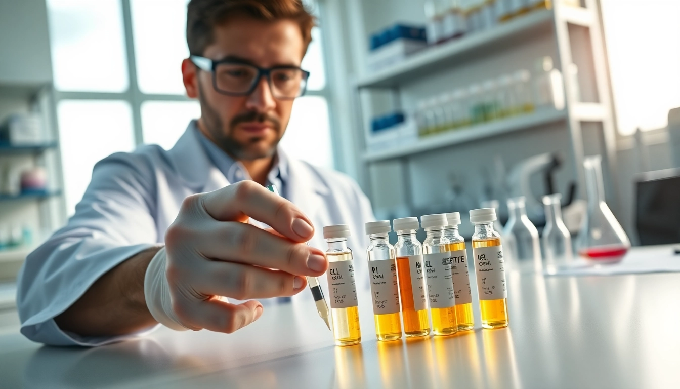 Examine klow peptide price in a professional lab setting with vials and equipment.