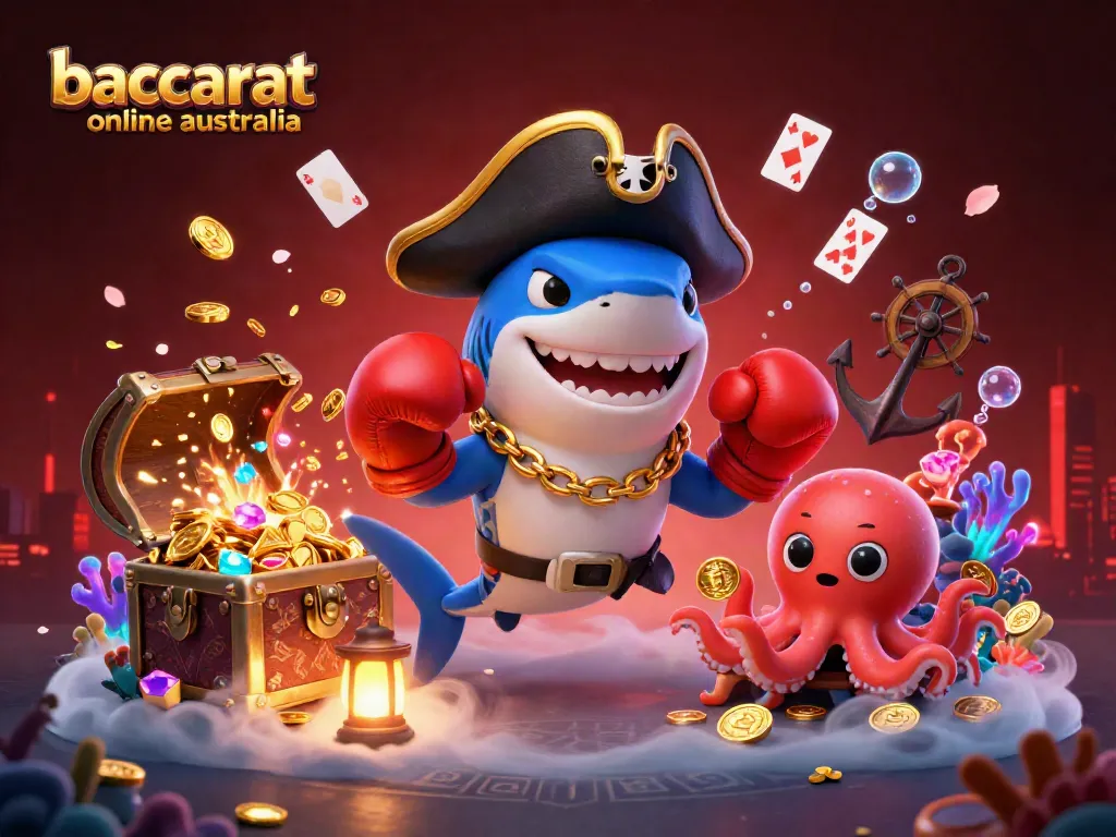 Immerse in the excitement of baccarat online Australia with vibrant underwater casino characters and elements.