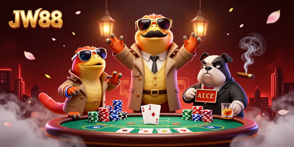 Experience JW88's exciting casino atmosphere with raptors in disguise attempting entry into a VIP lounge.