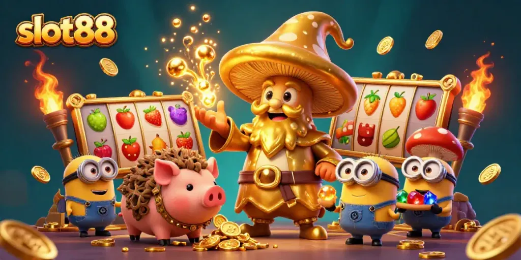 Spin the reels in the vibrant slot88 scene filled with golden treasures and enchanting characters.
