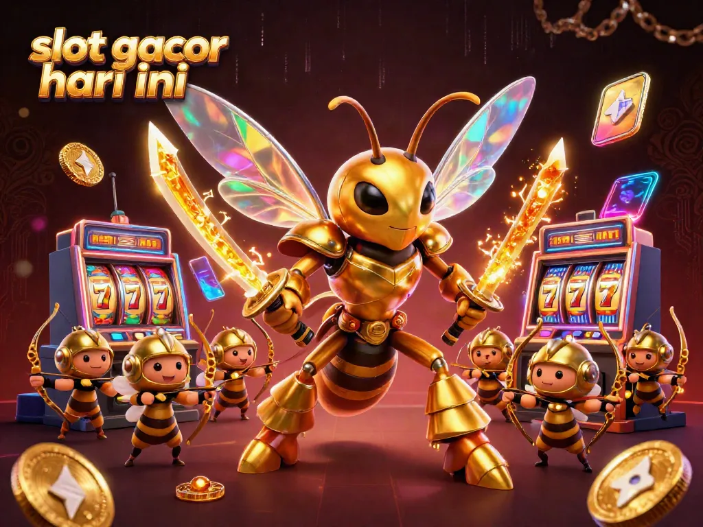 Engage with slot gacor hari ini through this vibrant illustration of a samurai hornet amidst casino themes.