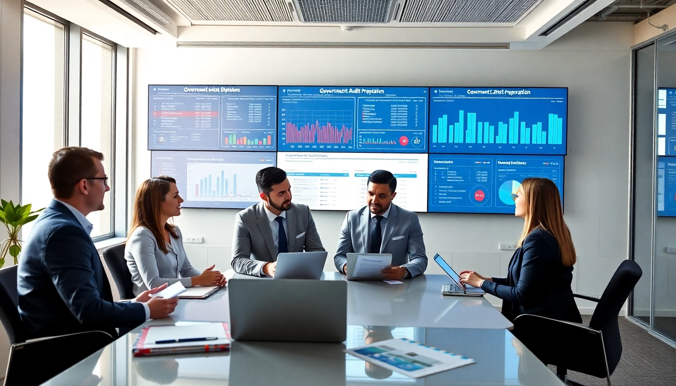 Efficient team collaboration on government contract audit preparation software in a professional setting.