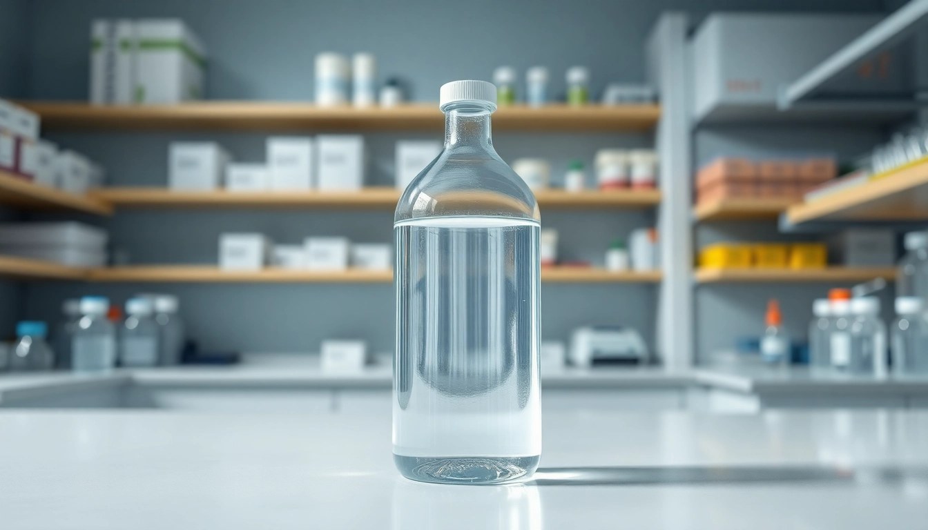 Bacteriostatic water showcased prominently in a sterile lab environment, reflecting precision and purity.