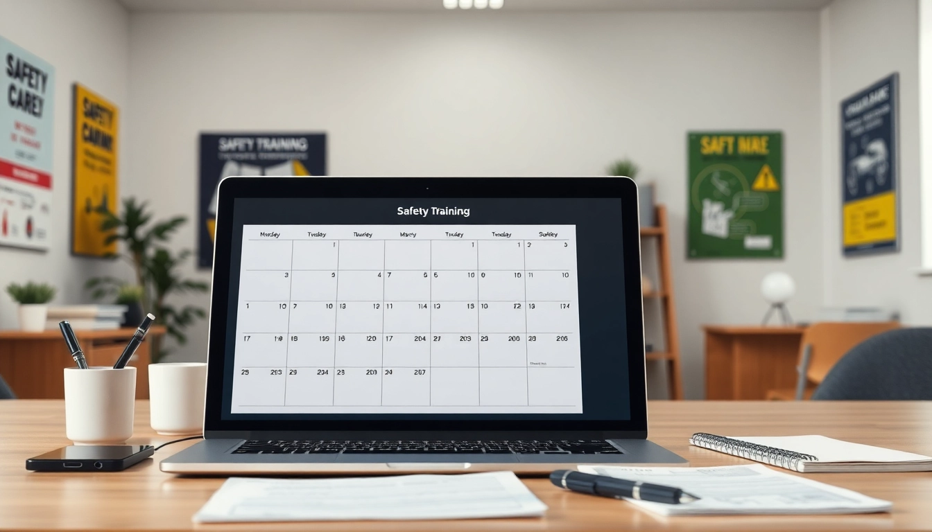 Enhance your knowledge with the UTA safety training calendar texas displayed in a vibrant office setting.