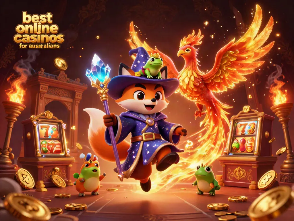 Engage with the best online casinos for australians amidst a vibrant 3D casino scene.