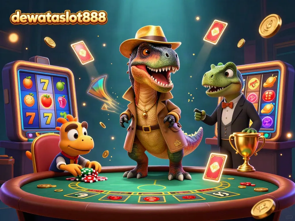 dewataslot888 mengatur suasana hati bermain di kasino dengan dinosaur 3D yang unik.